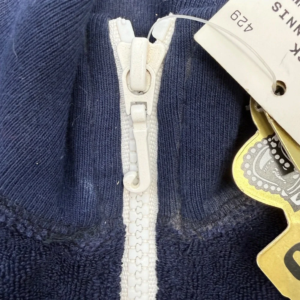 Y2K Juicy Couture Terry Tennis Jacket Kids Size 2 Navy‎ Blue NWT READ Graphic